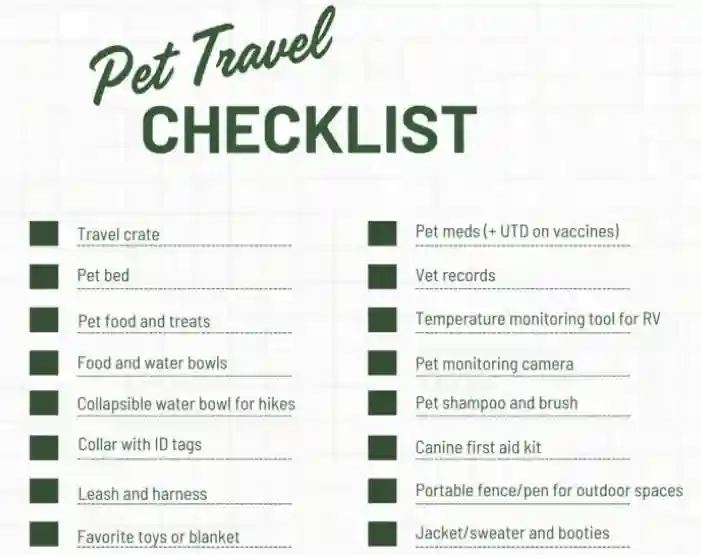 Pet Travel Check List